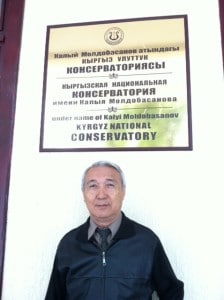 Duishaliev Kamchibek Sharshenovich in front of the Kyrgyz National Conservatory