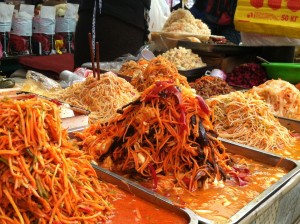 Korean carrot salad at Osh Bazaar in Bishkek