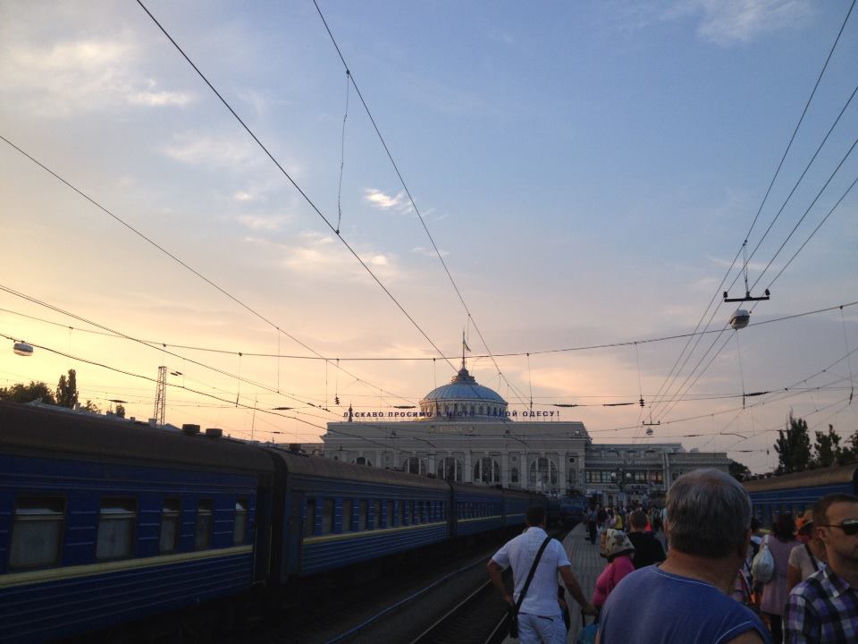 There at last: the central vokzalna, or train station, in Odessa.