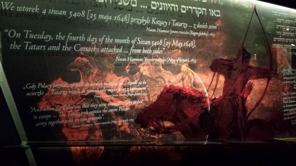In the corridor featuring the Khmelnytsky Uprising of the Cossacks in 1648 you can hear the rather kitsch-like sounds of war and crackling of fire