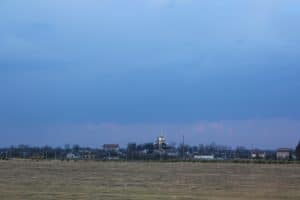 In rural Ukraine, on the way back to Warsaw. One of the many small farming villages with a striking, ornate church.