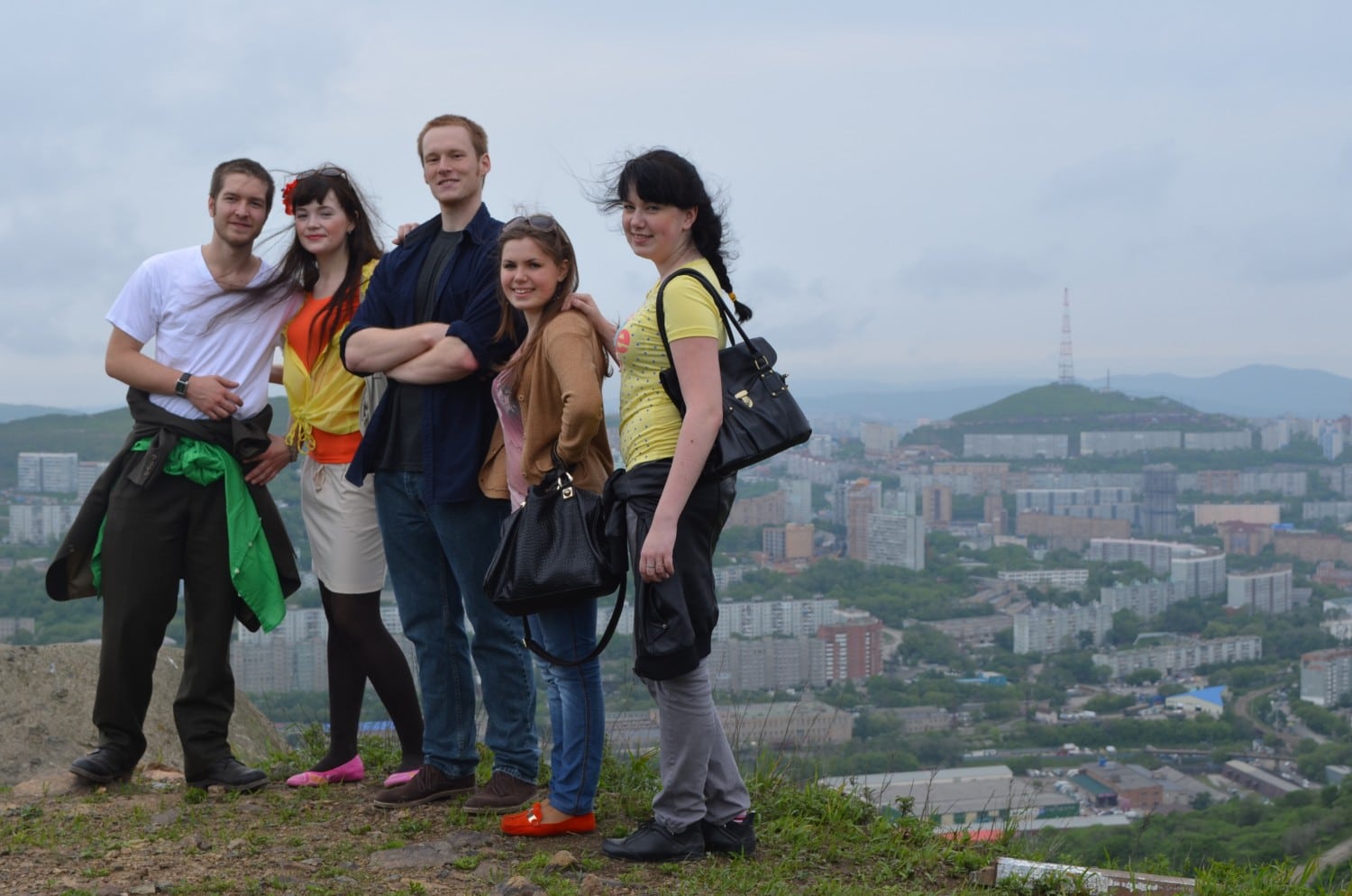 SRAS students exploring the hills of Vladivostok