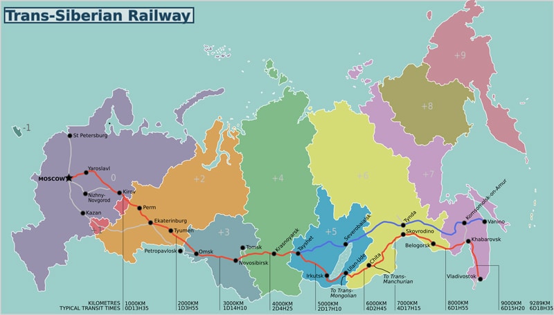 Trans-Siberian Railway Map.