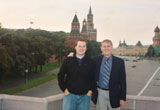 Seth with a friend in front of the Kremlin