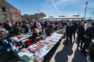 Flea market on the Spikeri district of Riga