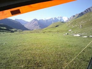 A view from our tent during the horse trek in Kyrgyzstan.